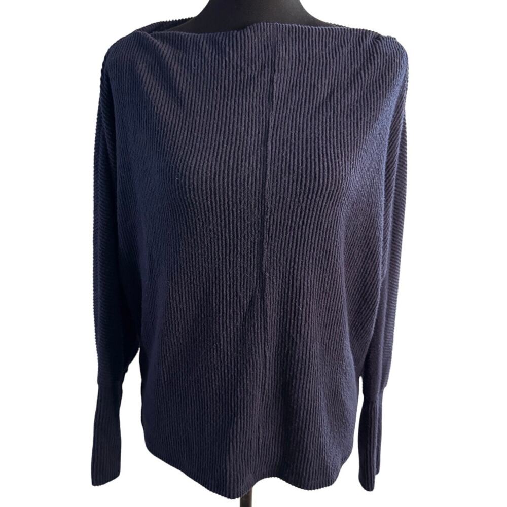 NEW H By Bordeaux Blue Long Sleeve Boat Neck Pullover Sweater Size S